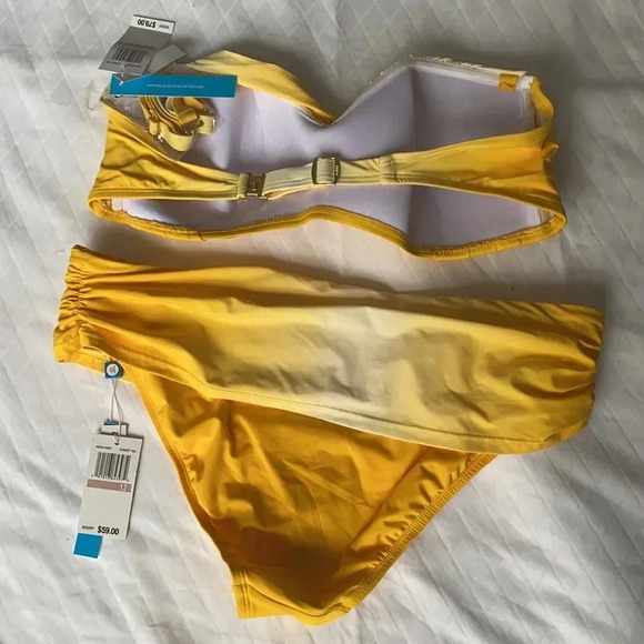 Bleu Rod Beattie Twist Bandeau Sunset Yellow Top Size 14 Bottom Size 12 - Picture 9 of 11